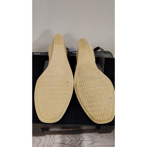 Naturalizer Women's Black Sling Back Open Toe Upper Leather Wedge 6.5 - Picture 8 of 8